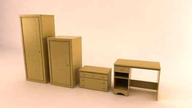 dorm furniture collection desk dresser exitaph furnishings model room tableware wardrobe wood 3d print model - Mito3D