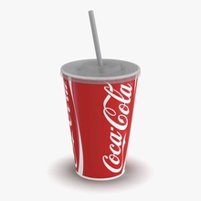 drink cup coca cola 3d molier away beverage cardboard coffee container cover disposable drinking fast fastfood food international lid model paper plastic soda soft straw takeaway took water white 3d print model - Mito3D