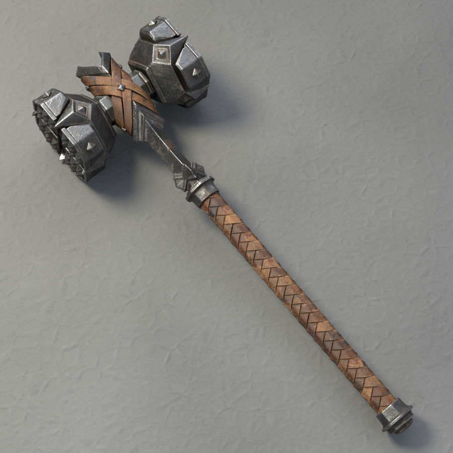 enanos martillo de antigüedades batalla blunt enano caballero largo mace medieval cuerpo a el metal modelo edad tonzy911 vray la guerra arma 3D print model - Mito3D