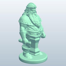 dwarf hammer v2 war people printable lowpoly 3d print model - Mito3D
