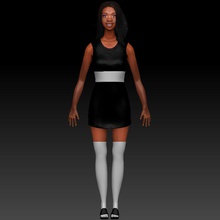 ebony girl antonio black buonarotti character female human lady model people pretty white woman 3d print model - Mito3D
