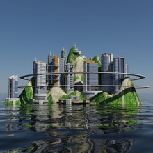 ecopolis island city 1 - sci-fi gratuita, paesaggio marino urbano architettura città ambienti fi galleggianti futuro futuristico isola modello moderna oceano omnienergy scena sic scifi mare grattacielo 3d print model - Mito3D