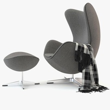 egg chair poltrona buonarotti cadeira contemporânea ovo fritz mobiliário móveis hansen couro de linho lounge max modelo moderno otomano xadrez assento sofá 3d print model - Mito3D