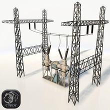 electric power ransformator low poly atomic construction cordy electrical electricity energetics energy generator grid immersed industrial lines lower model oil plant transformator voltage 3d print model - Mito3D
