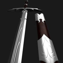 élégant épée 3ds de la lame blender coupe elven fantaisie kira lwo max médiévale mêlée modèle obj fourreau l'épée vakaan l'arme 3d print model - Mito3D