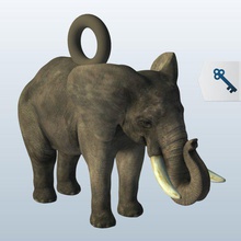 elephant v1 elefante il soffitto fan catena fob elementi stampabile lowpoly 3d print model - Mito3D
