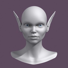 elven head 3d 3ds anatomy body c4d character elf eye fantasy female game human lip lwo max maya model obj polygonal rpg studios windtrees xsi 3d print model - Mito3D