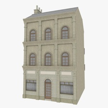 yedi Avrupa bina dokulu Daire mimarlık butik ticari konut dış cephe düz ev daha düşük model poly restoran dükkanı mağaza yapısı symmetria3d doku 3d print model - Mito3D