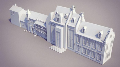 maison européenne de définir l'architecture la construction ville classique le tchèque fantaisie jeu historique kozel bas médiévale mikhaïl sha modèle vieux poly ensemble structure traditionnel 3d print model - Mito3D