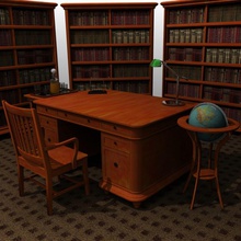 executive furniture set bookcase bookshelf cherry classic collection desk detail floor furnishings globe h home lens library map model office productions realistic residential wood work world 3d print model - Mito3D