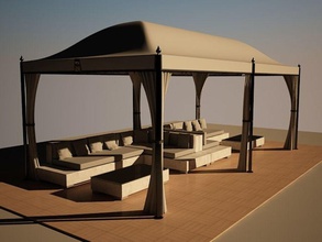 exterior furniture - sofa tent 3d architecture bar beach canopy cover cozy feel funny floor furnishings holiday max model outdoor resort sand seat street structure summer sunny table terrace wicker 3d print model - Mito3D