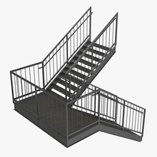 exterior staircase landing style architecture building emergency escape exit footstep forge house industrial iron land metal model rail realistic safety stairs steel step studios styled tornado 3d print model - Mito3D