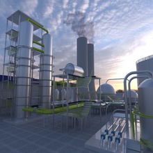 usine la construction électrique de gaz industrielle kitbash machine fabrication modèle le pétrole onurozgen tuyauterie l'usine plate-forme puissance raffinerie réservoir 3d print model - Mito3D