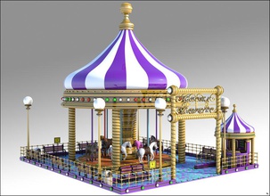 fantasy carrousel 3d d'attractions de l'architecture dessin animé enfant divertissement champ foire la fantaisie fbx aller cheval marc maya merry modèle mons parking l'aire jeu l'équitation en dents scie ronde structure thème 3d print model - Mito3D