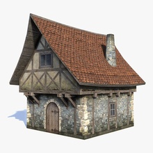 fantasy house 05 lod 3d architecture barn building city cottage exterior game hut lower medieval model old poly sergey ryzhkov street structure town tudor village 3d print model - Mito3D