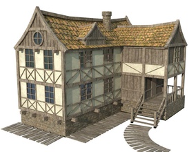 fantastique maison antique de l'architecture cottage la fantaisie modèle nittubawa structure en bois 3d print model - Mito3D