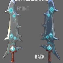fantasy sword cutting epic frohst game glow hand lowpoly melee mmo mmorpg model painted ready rpg spiked styalised texture unwrapped weapon 3d print model - Mito3D