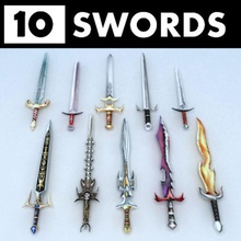 fantasy swords collection blade cutting dagger falchion flamberg game kvakling lower lowpoly medieval melee model poly rpg steel sword warrior weapon 3d print model - Mito3D