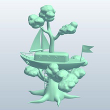 fantasy casa sull'albero di barca a vela v1 fantasia albero gli edifici stampabile lowpoly 3d print model - Mito3D