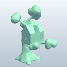 fantezi ağaç v1 yazlık housesimple ev basit binalar yazdırılabilir lowpoly 3d print model - Mito3D