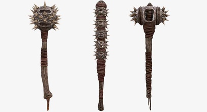 fantasy tribal weapons pack - clubs bat battle blunt club exotic hammer mace melee model rpg stone tribe war weapon wooden wykydtron 3d print model - Mito3D