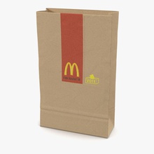 fast food paper bag 3 mcdonalds 3d molier bakery blank brown container design disposable ecology empty international lunch model packaging pastry recycling retail vintage vray 3d print model - Mito3D