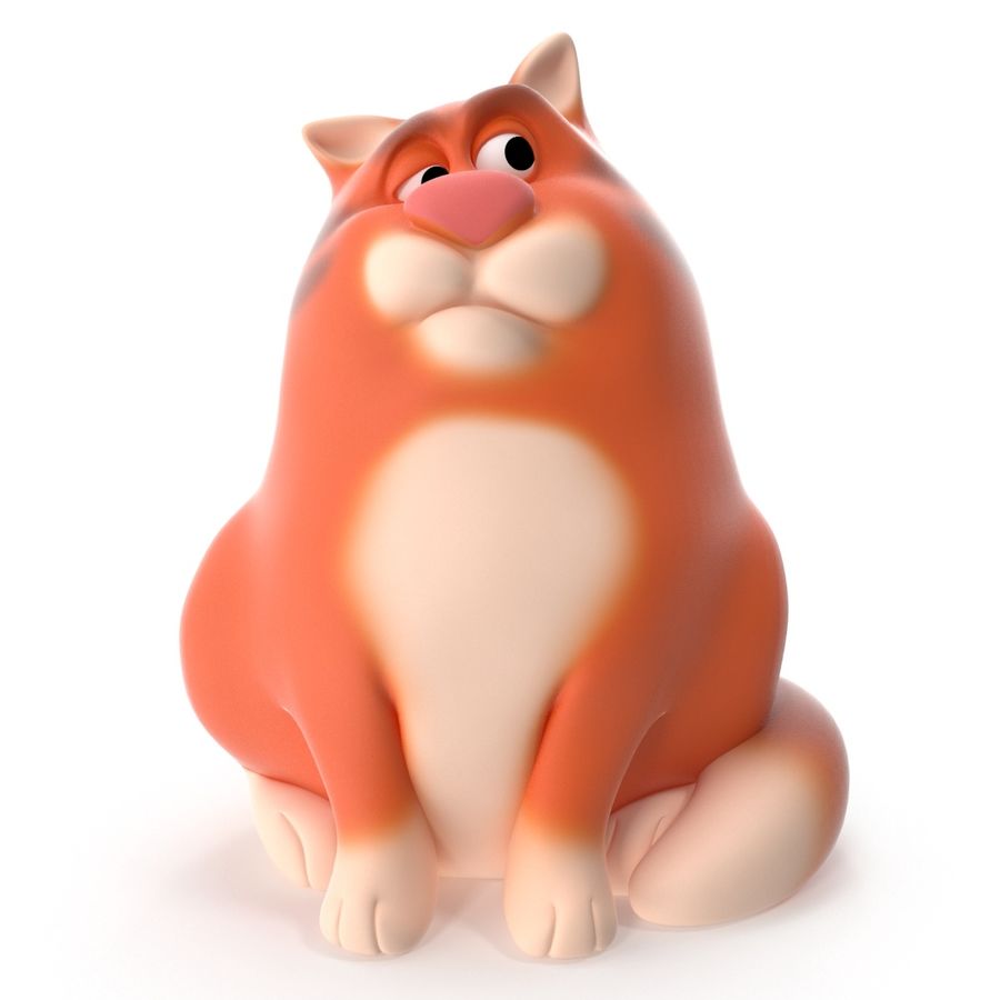 fat cat 3d Tier cartoon Charakter Fett feline komisch gazgolder kitty Modell rot toon 3D print model - Mito3D