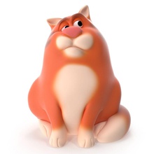 şişman kedi 3d hayvan çizgi film karakter yağ komik gazgolder kitty model kırmızı toon 3d print model - Mito3D