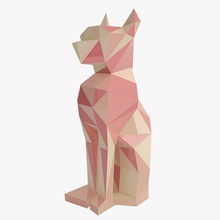kedi Heykeli 3d aksan alüminyum hayvan mimarlık sanat temel dekor dekorasyon masa köpek yüz facette şekil daha düşük model modern newlc ofis poly heykel heykelciği V-ray'in 3d print model - Mito3D