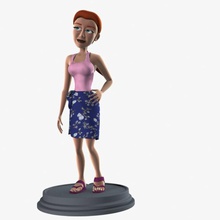 personaje femenino de dibujos animados carácter cleverfox niña humanos señora modelo la mamá madre personas corto el turista vacaciones esposa mujer 3d print model - Mito3D