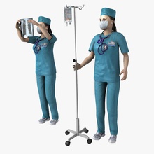 female doctor rigged character cliche gameready girl human lady lowpoly medical model nurse rig studios surgeon vary woman worker 3d print model - Mito3D