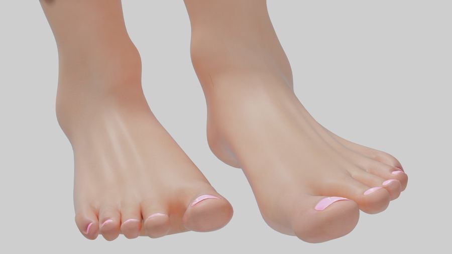 female foot blender anatomy ankle body character extremities girl human lady limbs model nail painted texture toe watcomhecht woman 3D print model - Mito3D