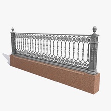 fence 3dlibrary architecture barrier classic column elements iron metal model old ornamental street wall 3d print model - Mito3D