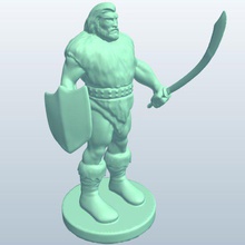 fig barbariancurvedsword v3 barbaro inverno curvo spada shield persone stampabile lowpoly 3d print model - Mito3D