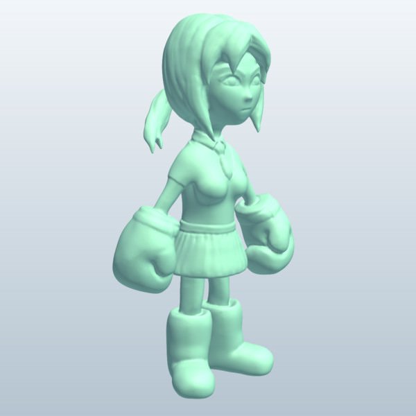 fig boxerschoolgirl v1 scolaretta il boxer figurina persone stampabile lowpoly 3D print model - Mito3D