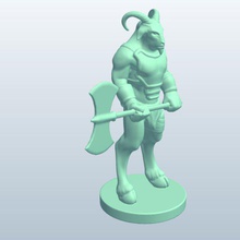 fig goatbeastmandoubleaxe v1 goat beastman doubleheaded axe mythical creatures printable lowpoly 3d print model - Mito3D