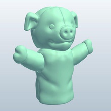 finger puppet pig v1 toys printable lowpoly 3d print model - Mito3D