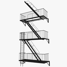 yangın Merdivenleri 3d molier Görünümüdür mimarlık bina elemanları acil durum kaçış çıkın ateş ayak sesi ev endüstriyel uluslararası metal model süs demiryolu gerçekçi güvenlik merdiven adım katmanlı V-ray'in 3d print model - Mito3D