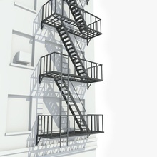 d'évacuation des escaliers de l'architecture la construction d'urgence s'échapper à sortie un incendie pas jeu maison industrielle bas mechanic3d le métal modèle poly rail prêt réaliste l'escalier étape structure niveau 3d print model - Mito3D