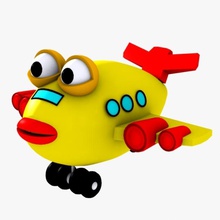 Fisch Flugzeug Spielzeug Luft animation baby cartoon Charakter Kind bunte Spiel Kindergarten Modell Kunststoff spielen toon - Fahrzeug virtualhorizonstudio gelb 3d print model - Mito3D