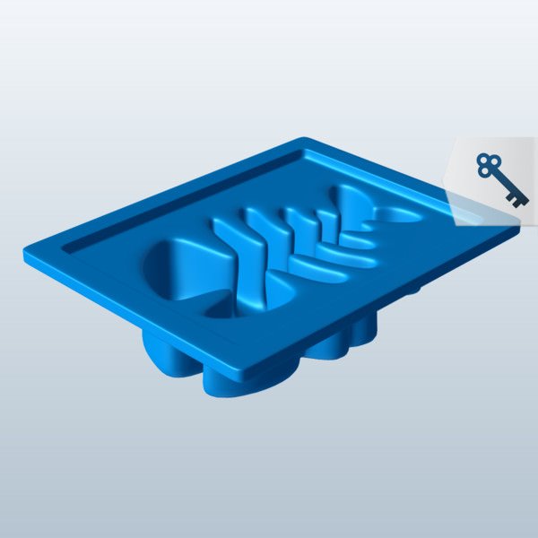 esqueleto de peixe v1 gelo cubo bandeja novidades printable lowpoly 3D print model - Mito3D