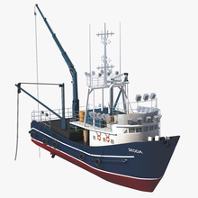 balıkçı teknesi tekne kargo balık gıda makine adam model deniz nakliye ton balığı araç gemi 3d print model - Mito3D