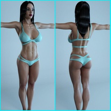 femme fitness 3dartmasterwork l'anatomie bikini corps caractère vêtements détail la femelle figure de remise en forme jeune fille une salle sport cheveux tête l'homme dame modèle nude personnes réaliste sexy 3d print model - Mito3D