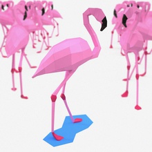 flamingo papercraft animais pássaro de papelão artesanato decoração o design dobramento aves interior inferior modelo papel pepakura poli esculpir escultura desdobrar-se unry 3d print model - Mito3D