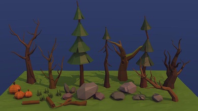 forest asset assets branch collection concept creative environments fantasy game grass log lowpoly maxkopp model nature plant pumpkin rock spruce stone tree wood world 3d print model - Mito3D