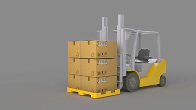 forklift truck 3d box cargo carton container crate delivery dukekom fork freight lift model move pallet render stock store transport transportation vehicle 3d print model - Mito3D