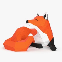 fox papercraft animal de cartón la artesanía decoración diseño perro plegado interior inferior modelo papel pepakura poli esculpir escultura se despliegan unry 3d print model - Mito3D