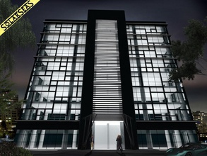 fraktal cephe gece sahne alüminyum mimarlık bina şehir kompozit perdeler Avrupa dış fi fütüristik cam işe led model modern ofis gerçekçi sci scifi sss3d yapısı duvar 3d print model - Mito3D