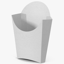 papas caja vacía 3d 3dart diseño en blanco cuadro de cartón claro concepto contenedor vacío rápido alimentos francés freír la comida modelo pack el embalaje papel merienda plantilla vray envolver 3d print model - Mito3D
