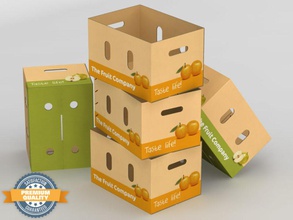 Obst & Gemüse-box groß apple Banane box Braun Karton cherry container - Wellpappe detail Essen Lebensmittelgeschäft hiddevandijk Modell orange Ananas Produkt shop store Gemüse 3d print model - Mito3D